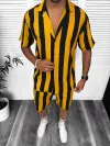 Compleu de vara camasa cu imprimeu + pantaloni galben 13276 79